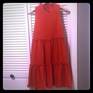 Anthro ruffle neck tiered swing dress